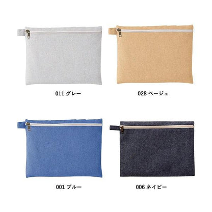 ポーチ エコ素材 リサイクルコットン 小物入れ ノベルティ 記念品 シャンブリックキャンバスフラットポーチ Lサイズ