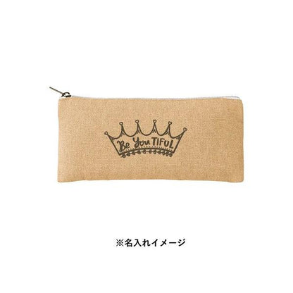 ポーチ エコ素材 リサイクルコットン ペンケース 小物入れ ノベルティ 記念品 小ロット シャンブリックキャンバスフラットポーチ ロング