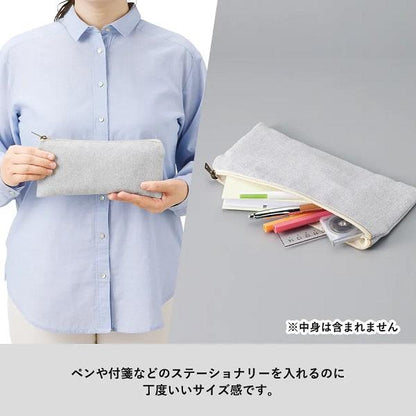 ポーチ エコ素材 リサイクルコットン ペンケース 小物入れ ノベルティ 記念品 小ロット シャンブリックキャンバスフラットポーチ ロング