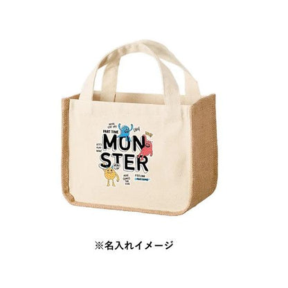 麻バッグ ラウンドタイプ エコバッグ ランチバッグ ミニバッグ ジュート＆キャンバスコンビトート Sサイズ
