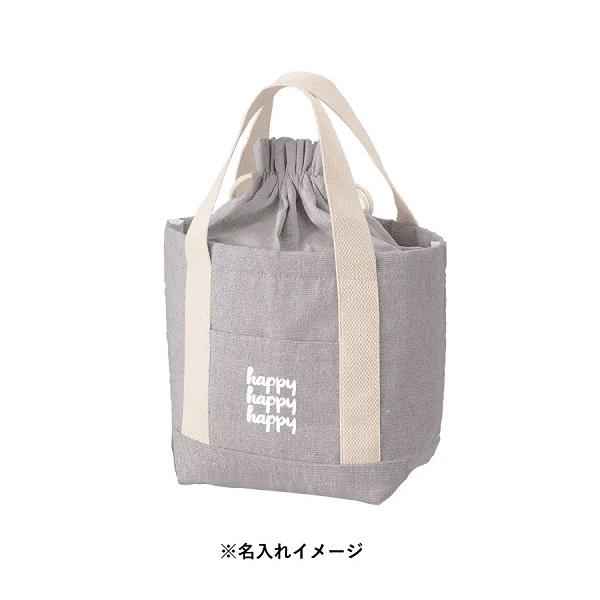 巾着トート 保冷温 ポケット付 エコ素材 ランチバッグ 買い物バッグ ノベルティ シャンブリック保冷巾着ライントート