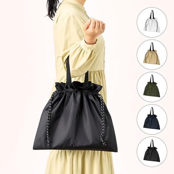 巾着バッグ リップストップ おしゃれ ギャザー巾着バッグ 男女兼用 A4対応 ノベルティ リップストップ巾着バッグ