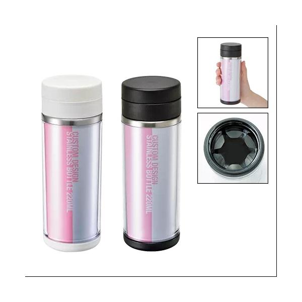 オリジナルステンレスボトル 220ml 保冷温ボトル 水筒 推し活 記念品 ノベルティ 小ロット カスタムデザインステンレスボトル 220ml