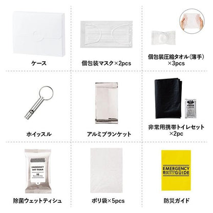 防災セット ケースタイプ ホイッスル アルミブランケット マスク 他 備品 まとめ買い ノベルティ 防災緊急9点セット ケースタイプ