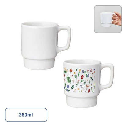 マグカップ 260ml 陶器 食器 フルカラー印刷対応 記念品 ノベルティ 小ロット 陶器マグ スタッキング