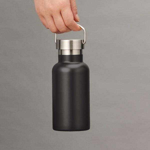 サーモボトル ステンレスボトル 420ml ハンドル付 水筒 ノベルティ 小ロット メタルハンドルサーモボトル420ml