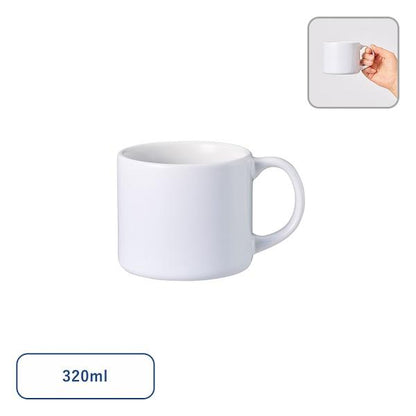 マグカップ スープカップ 320ml 陶器 食器 フルカラー印刷対応 ノベルティ 小ロット 陶器マグストレート ショートワイド
