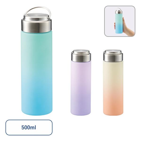 クリアボトル グラデーション ハンドル付き ボトル 水筒 軽量 500ml ノベルティ 小ロット グラデーションハンドルクリアボトル500ml