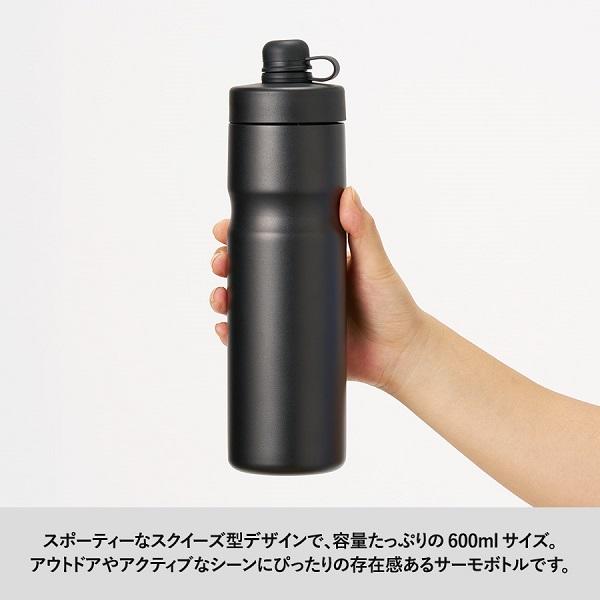 ステンレス水筒 保冷専用 サイクリング ボトル スポーツ用水筒 片手で飲める ステンレスサーモスポーツボトル600ml